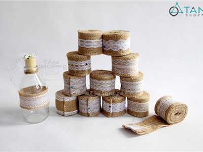 Cuộn bố ren Handmade Vintage Bản nhỏ màu TRẮNG